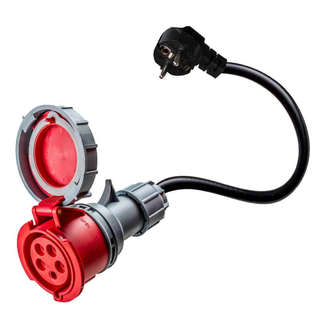 Adaptateur 32A CEE rouge vers Schuko