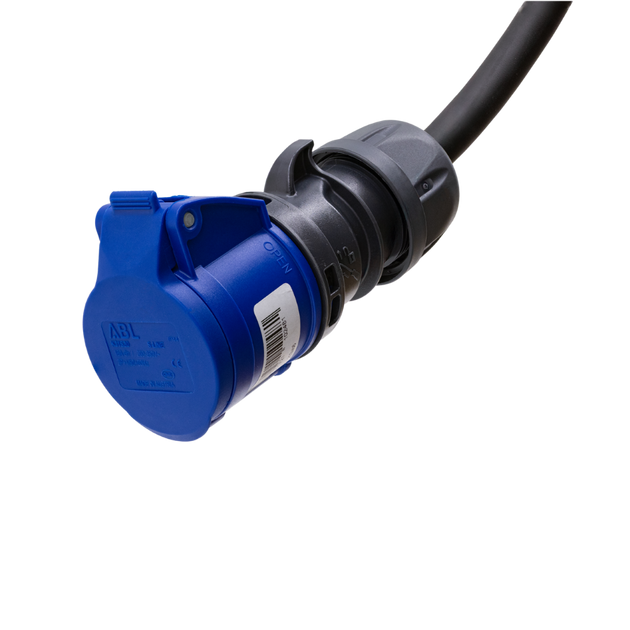Câble adaptateur type 2 (côté station de charge) vers prise 16A CEE bleue 3 pôles 