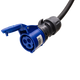 Câble adaptateur type 2 (côté station de charge) vers prise CEE bleue 32A à 3 pôles