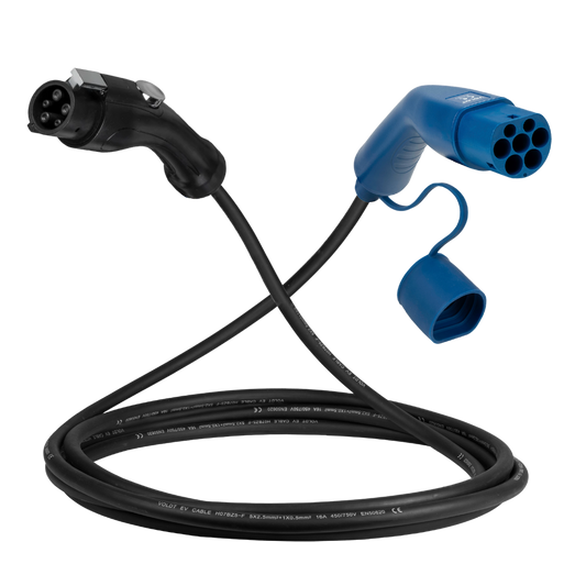 Type 1 - type 2 | 1 phase | 32a | 7.4kW câble de recharge