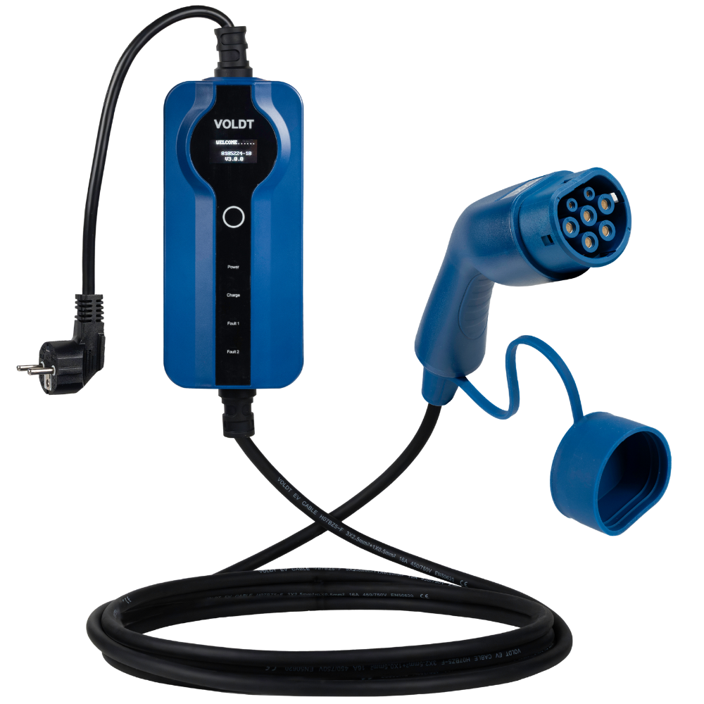 Câble de recharge Mode 2 portable Voldt pour prise domestique - CRO avec boîtier de sécurité
