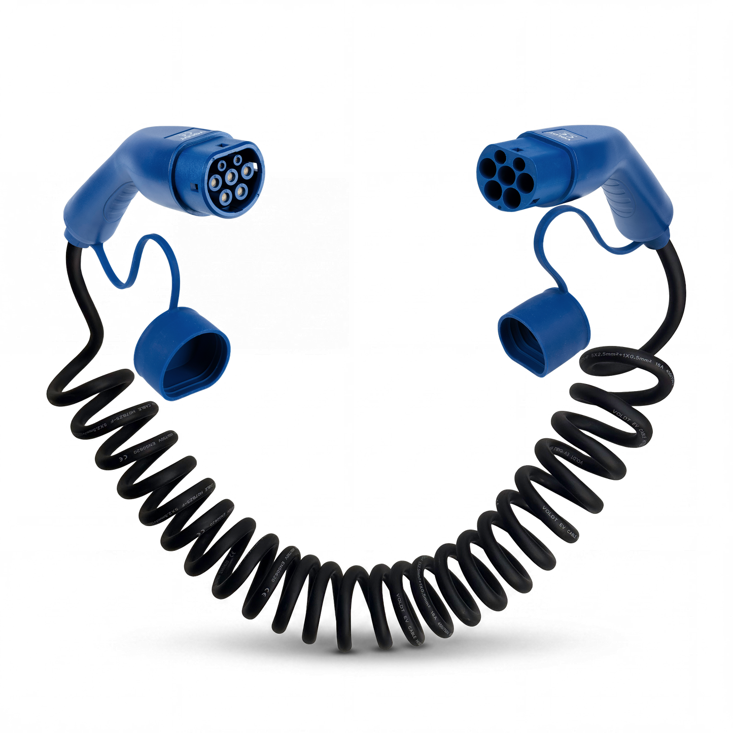 Type 2 | mode 3 | 16A | 11kW | câble de recharge spirale